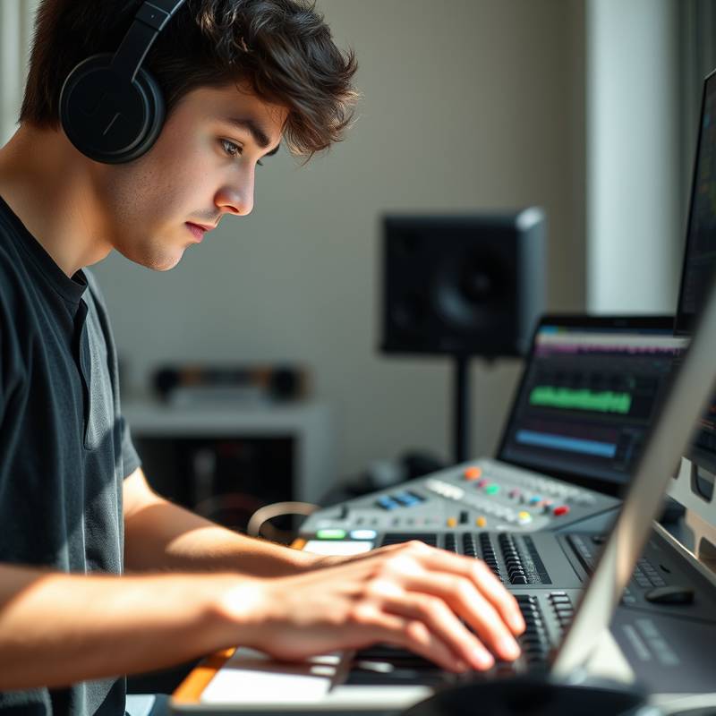 En studerende arbejder ved et Ableton Live-projekt